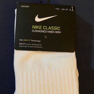 NIKE Cushioned Knee High Soccer Sock White Size XS